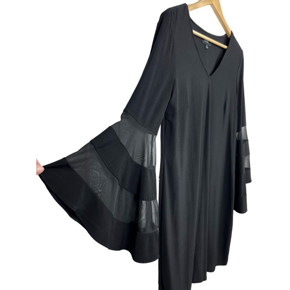 MSK Womens' Black Bell Sleeves Sheath Stretch V-Neck Cocktail Dress Size Medium - Picture 1 of 8